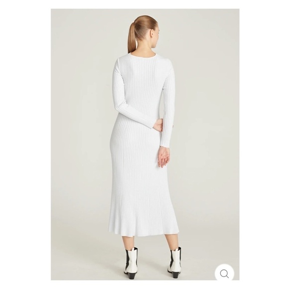 AMUR White Ribbed Cutout Long Sleeve Bodycon Midi Dress Size L - Picture 6 of 15